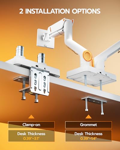 ARES WING 17-45 Inch Monitor Arm Ultrawide Dual Monitor Mount, White - image 6