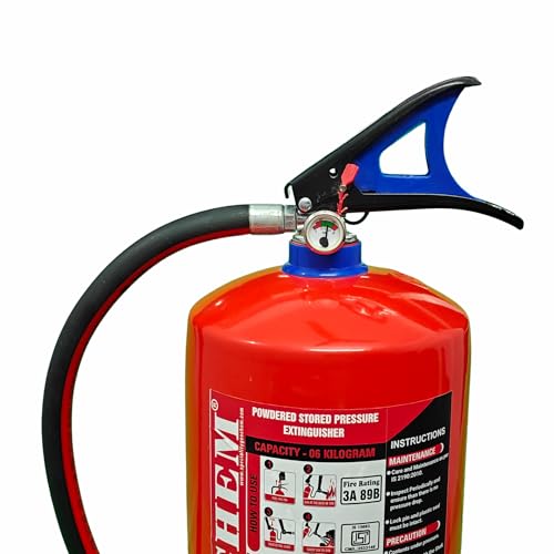 Image of ABC Multipurpose Dry Powder Fire Extinguisher - ISI Certified, Portable & Easy to Use - for Home, Office, Car, Shop, Kitchen - Fire Safety Equipment (6kg)