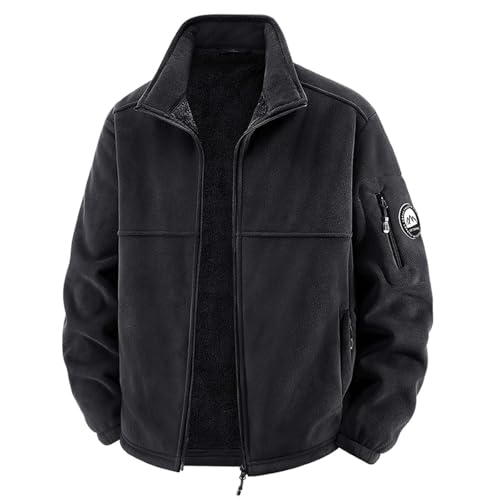 Blouson homme hiver veste softshell chaude doublée polaire noire