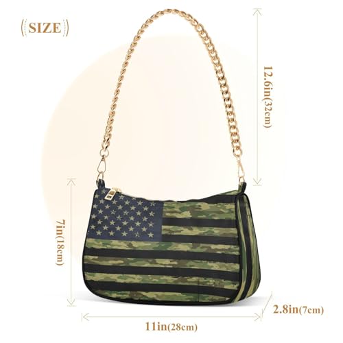 Image of Shoulder Bags for Women American US Flag Independence Day Patriotic Hobo Tote Handbag Small Clutch Purse with Zipper Closure