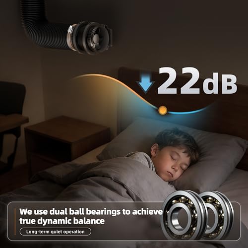 Image of 4 Inch Compact Inline Duct Fan Kit with Speed Controller, Quiet DC Motor Exhaust Fan for Grow Tent Ventilation, Heating Cooling Booster, Hydroponics, Boat