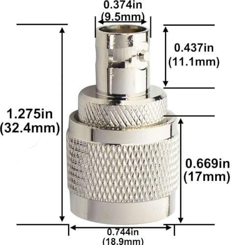 Conector coaxial UHF Macho a BNC Hembra pack x2 miniatura 4