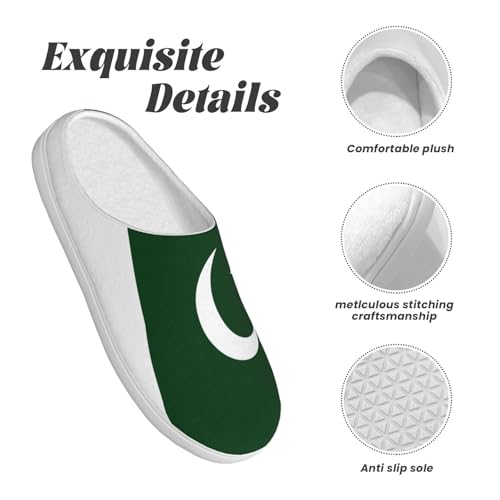 Cozy Flag of Pakistan print Slippers Indoor and Outdoor Fuzzy House Shoes Anti-Skid Sole Gifts for Women Indoor Scuff4