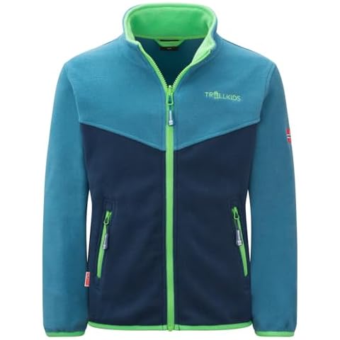 Trollkids Oppdal XT Fleece Jacket - Green/Navy Cover