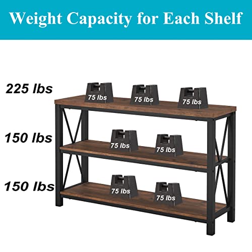 Image of BON AUGURE Rustic Console Table Behind Couch, Industrial Entryway Table with Shelves, Farmhouse 3 Tier Sofa Tables for Living Room, Entry, Hallway (47 Inch, Rustic Oak)