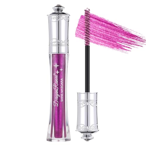 Prreal Mascara de color rojo rosa con purpurina resistente al agua, máscara brillante de diamante para pestañas de ojos, rizado de larga duración, para fiestas, festivales, máscaras de color claro