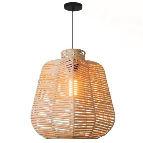 Cage en rotin de style tropical luminaire tisse main E27