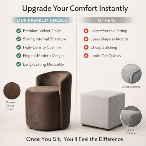 Image of Jaico Wood Seating mudda Puffy Stool Chair for Living Room, Dressing Table, Office, Home Decor, Ottoman pouffes, Sofa Type, and Large .Ottoman and Chair Combined into one (Brown)