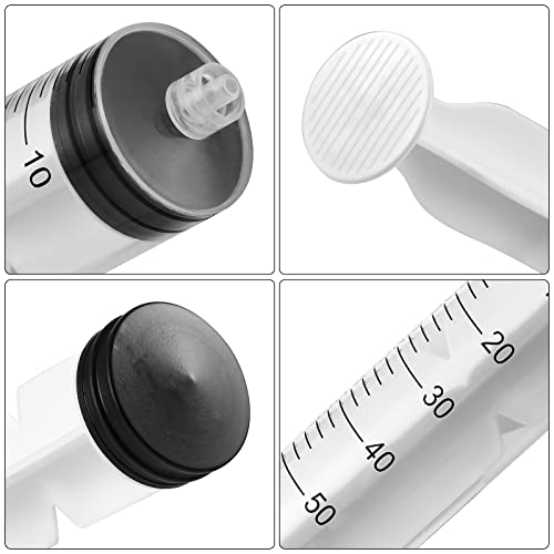 5 Pack 60Ml Syringes Luer Lock With Caps, Plastic Syringe For Scientific Labs And Liquid Dispensing Metric Multiple Uses #TOP3