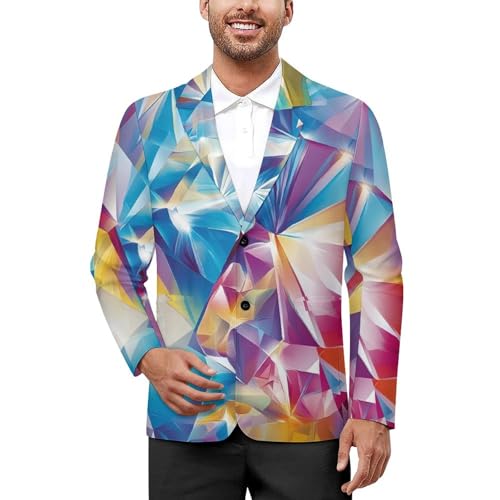 Colorful Diamond Men's Slim Suit Long-Sleeve Prom Tuxedo Classic Two Button Business Jacket