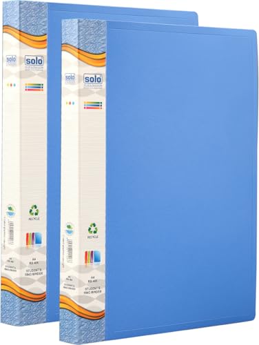 Image of Solo 2-D A4 Ring Binder File Folder - Pack of 2| Office Document Organizer with Inside Pocket, Presentation Display Plastic File for Certificates, Portfolio, Papers & Projects