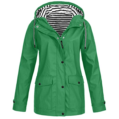 Classic Coat Women Summer Long Full Sleeve Office Hooded Rain Overcoat With Pockets Slimming Polyester Solid Coats For Women Green #TOP4