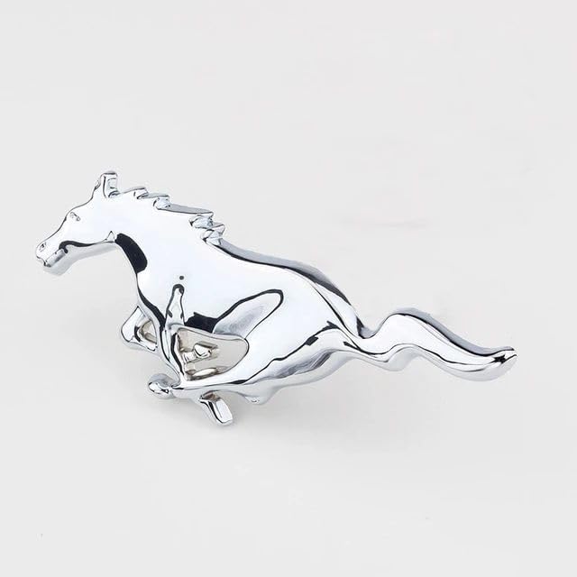Image of OAN 3D Raised Mstang Horse Silver Metal Monogram Emblem Badge Sticker for All Cars & Bikes (Silver)