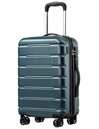 Coolife Luggage Suitcase Carry-on Spinner TSA Lock USB Port Expandable (only 28’’) Lightweight Hardside Luggage (Teal Blue, S(20in_carry on))