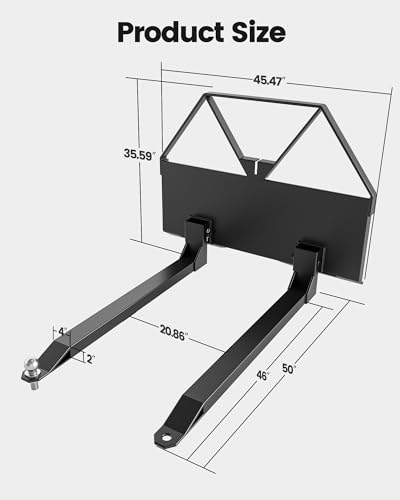 2700 LBS 46" Heavy Duty Pallet Forks Quick Attach Mount Skid Steer Attachments with [Hitch Ball], Skid Steer Pallet Fork Frame Attachment for Loaders Tractors