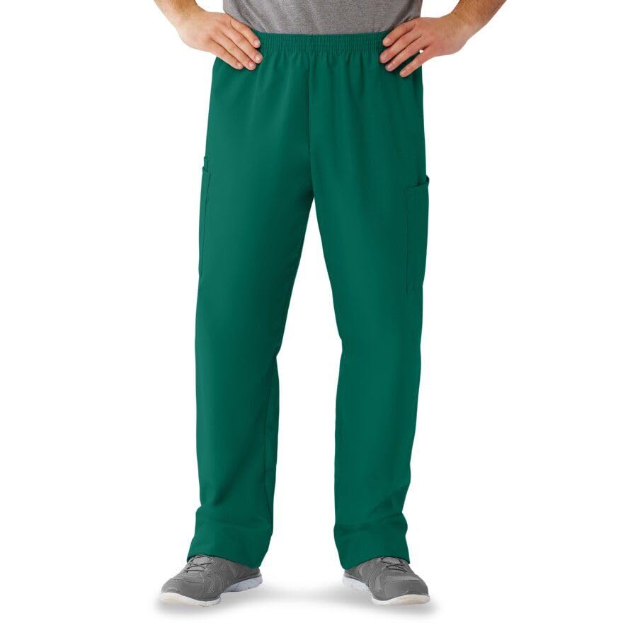 AngelStat Style 674 Unisex Cargo Scrub Pants with Elastic Waist Hunter Green