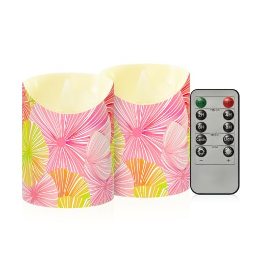 Velas sin llama de larga duración con diseño James Tie Dye rosa amarillo en pack de 2