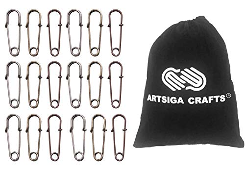 Tim Holtz Idea-Ology Fasteners Wire Pins 1.12 inches Antique Nickel, Brass and Copper Finishes, 1-Pack with 18 Pieces per Pack, Bundled with Artsiga Crafts Storage Bag