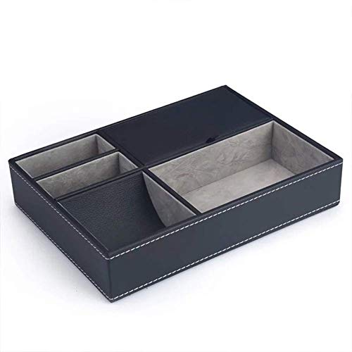 Dengofng - Organizador de Escritorio de Piel sintética con 5 Compartimentos, para Hombre, con Bolsillo para la mesita de Noche