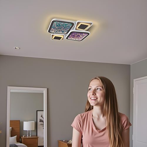 Image of LED Low Height Ceiling Chandelier for Hall Decoration, Modern Ceiling Jhoomar /Jhoomer Light for Living Room, Bedroom (Multi-Color)