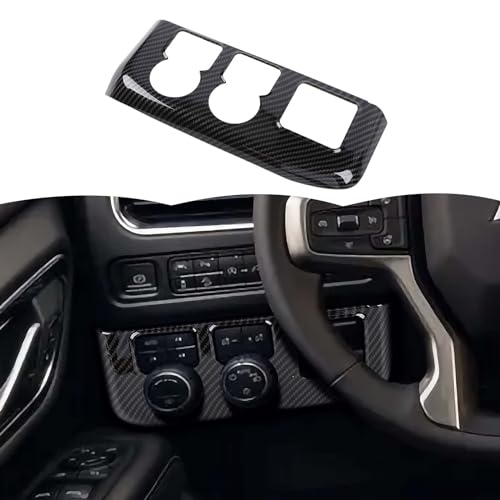 RT-TCZ Carbon Fiber Headlight Switch Button Panel Trim Cover Decoration Interior Accessories Compatible with Chevy Suburban SUV 2020-2023,for GMC Yukon 2021-2023,for Chevrolet Tahoe 2021-2023