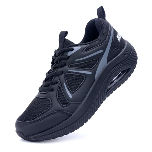 Top 10 Best Women's Walking Shoes for Achilles Tendonitis 15 QAUPPE Womens Walking Shoes with Arch Support Athletic Orthotic Sneakers for Women Plantar Fasciitis Foot Pain Relief Solid Black US 9.5