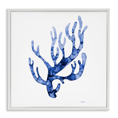 Coral Sprig Marine Life Watercolor, 24 x 24 Inch Framed Giclée Print