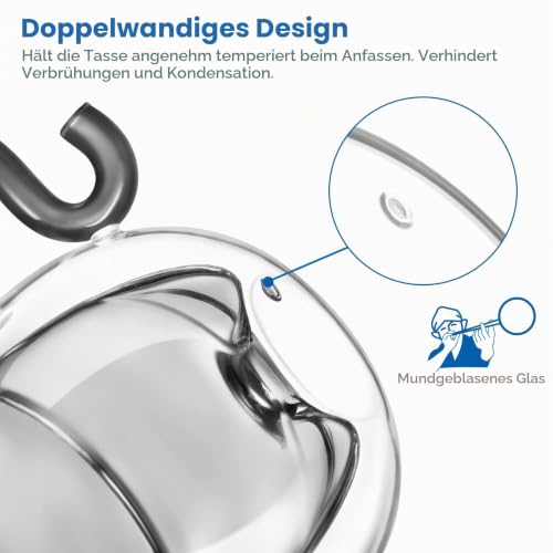 ecooe 130ml Süße Katze Espressotassen Set Glas Doppelwandige Kaffeegläser, Katzentasse Geschenke für Männer, Frauen, Kinder… – Ansicht 3