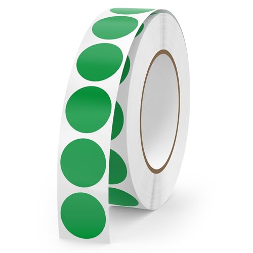 YIKIADA 1000 Rollo Pegatinas Verdes Redondas de 13 mm - Gomets Colores Surtidos - Etiquetas Adhesivas de Puntos
