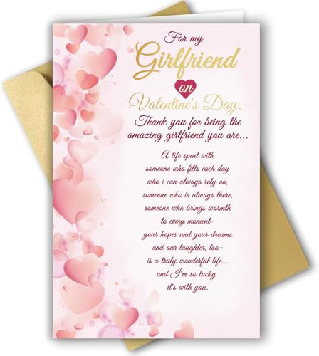 RPJIEKINXU Romantic Girlfriend Valentine's Day Card for Her, Heartfelt Valentines Day Card&Gift for Girlfriend From Boyfriend, Double Size Valentines Day Gift for Women GF