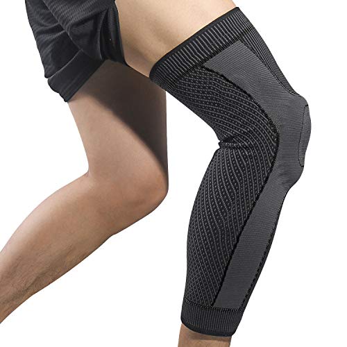 Genouillères de compression anti-douleur en silicone noir L pour stabiliser le genou au sport