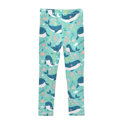Cute Whales Girls' Leggings Toddler Doodles Kids Yoga Pants Dance Active Tights 4T2