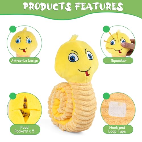 Hundespielzeug Intelligenz, Intelligenzspielzeug für Kleine Medium Hund, Quietschendes Hunde Spielzeug zum Stressabbau, Hundespielzeug Schnupftabak für Puzzle und Nahrungsinstinkttraining (Gelb)