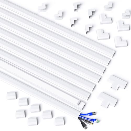 MUDEELA Kabelkanal Weiß Selbstklebend, 8 Meter PVC Kabelabdeckung, TV...