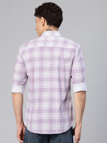 Image of Majestic Man Comfort Slim Fit Pure Cotton Checked Casual Shirt