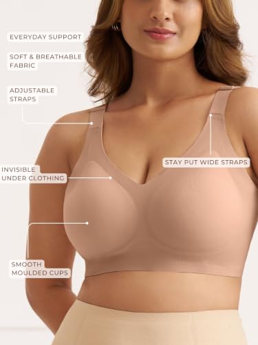Image of Everyday Support Jelly Bra | Wire-Free Support Bra with Jelly Soft Technology, Natural Shaping Cups & Removable Pads | Seamless Side Support Panels, Wide Comfort Underband | Everyday Bra for Women