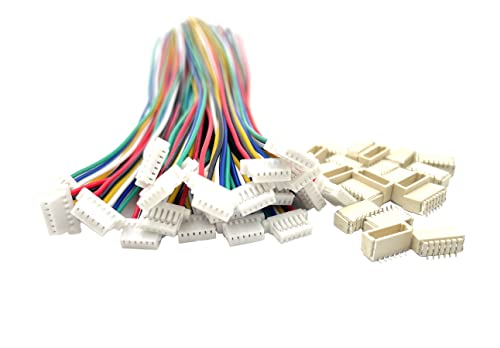 20 Pairs Mini Micro 6 Pin JST SH 1.0mm Cable Connector, JST SH 1.0mm Pitch 6 Pin Male Female Connector Plug with 150mm 26AWG Wires Cables, for LED Strips Lights, RC Toys, Batteries