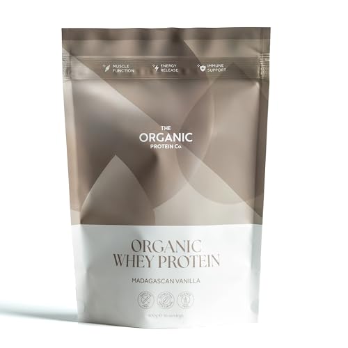 The Organic Protein Co. - Madagascan Vanilla Organic Whey Protein Powder - No Additives UPFs or Emulsifiers - Clean Undenatured & Bioactive - Grass Fed Vegetarian & Gluten Free - 400g