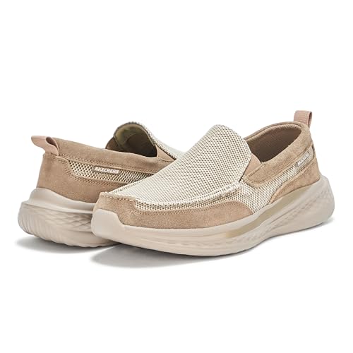 Skechers Slade - Munson Dual Gore Slip On W/Suede Overlays,Taupe,7.5 Medium
