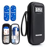 YOUSHARES Insulin Pen Tasche mit 2 TSA Kühlakku, Insulin Kühltasche mit Temperaturanzeige, Klein Isoliertasche Kühlbox Mini Etui Tasche für Spritzen, Ozempic, Wegovy & Medikamentenzubehör (Schwarz)
