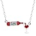 Wine Bonsny Damen Kinder Halskette mit Floral Rotweinflasche Glas Anhänger aus Zinklegierung 40cm handgemachte (Rot)