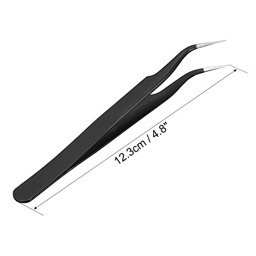 Uxcell Esd-15 Tweezers, Anti-Static Stainless Steel Non-Magnetic Curved Tip For Craft Jewelry Electronics, 4.8" Overall Length #TOP1