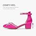 LAURMOSA Dress Shoes for Girls Heels Pink Kids Flower Girl Wedding Formal Sparkle Shoes Party Closed Toe Dress Sandals Size 4 High Heels for Kids Fancy Sandals Dressy Pumps(L1019SaFuchsia 4)
