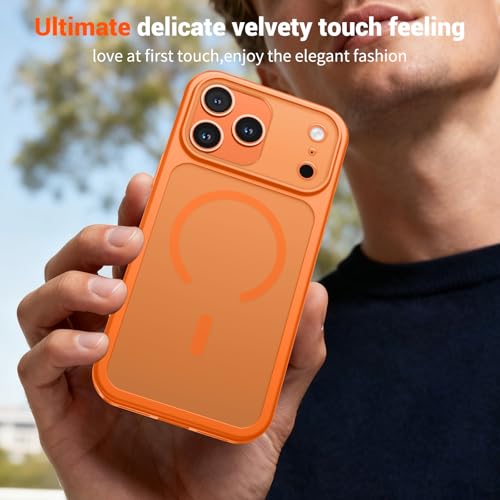 Image of SUPFINE Magnetic for iPhone 17 Pro Max Case Starry Orange | (Compatible with MagSafe)(Military Grade Drop Protection)(Camera Protection)Translucent Matte Phone Cover