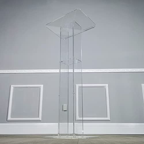 Fixturedisplays® 18"W X 12"D X 42.5" H Acrylic Podium Plexiglass Church Pulpit School Lectern Event Reception Hostess Stand Desk 15198 #TOP7