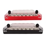 Aoutecen Ensemble de bornier 14 Voies, Durable 48V 150A Haute conductivité 2 pièces Bloc de Distribution d'alimentation Fonctionnement sûr résistant aux Courts-Circuits pour Voiture(sans Bornes)