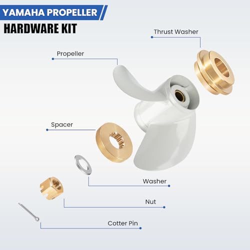 Image of Outboard Upgrade Propeller Installation Hardware Tools Kit Fits Yamaha 40-60HP, Includes Thrust Washer, Spacer, Washer, Nut and Cotter Pin