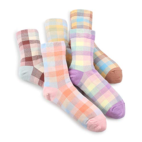 Intype Warm Plaid check socks (Crew 5Pairs) KD 15
