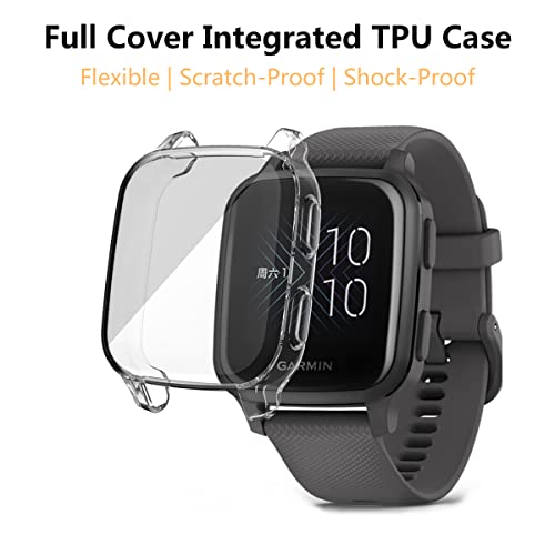 HOMTERN 2-Pack Cases Compatible with GARMIN Venu Sq Case and Venu Sq Music Case,Flexible TPU Full Cover Shell Shockproof Scratch-Proof Protector Case (2-Pack Clear) - Image 3
