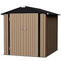 Flamaker Storage Shed Waterproof Metal Garden Shed with Lockable Door Utility Tool Shed Outdoor Storage for Backyard, Patio and Lawn (6 x 8 FT)